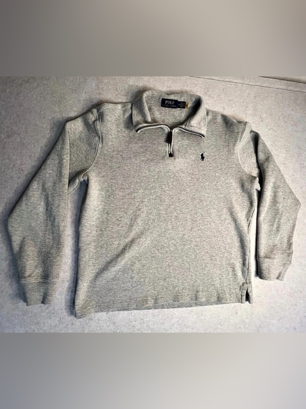 Polo Ralph Lauren Heather Gray Quarter Zip Pullover Sweater Medium Classic